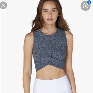Beyond Yoga cross cross crop grey size S